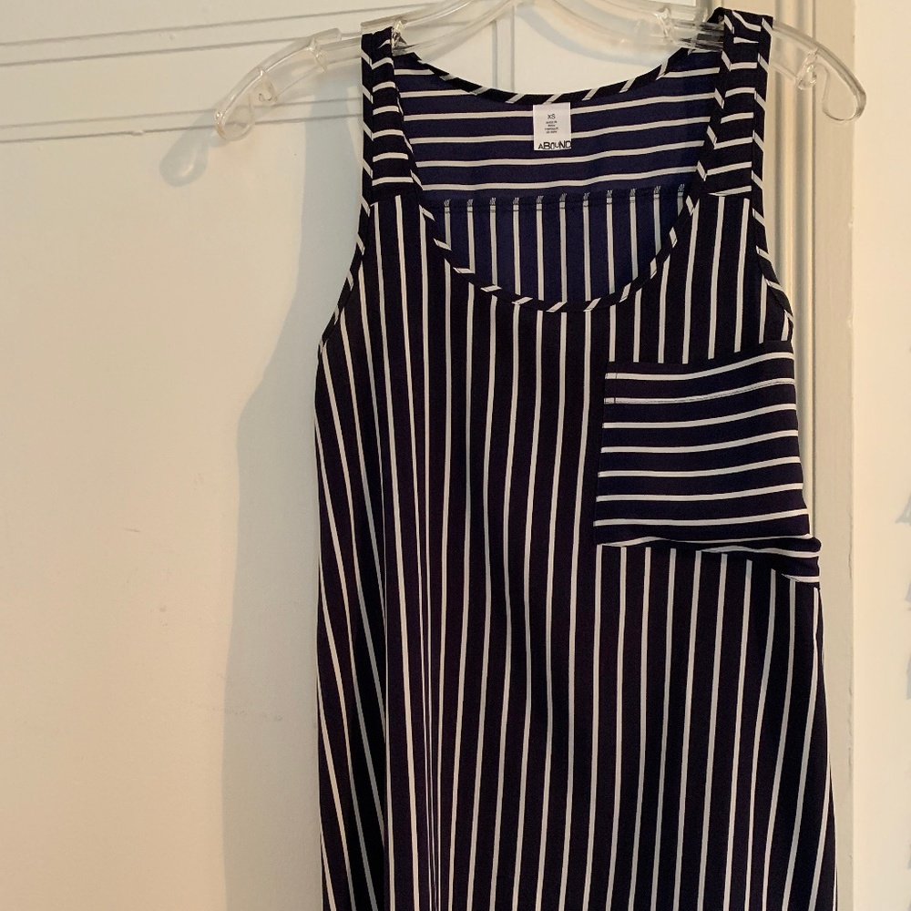 Nautical Striped Tank Top Silk Blouse